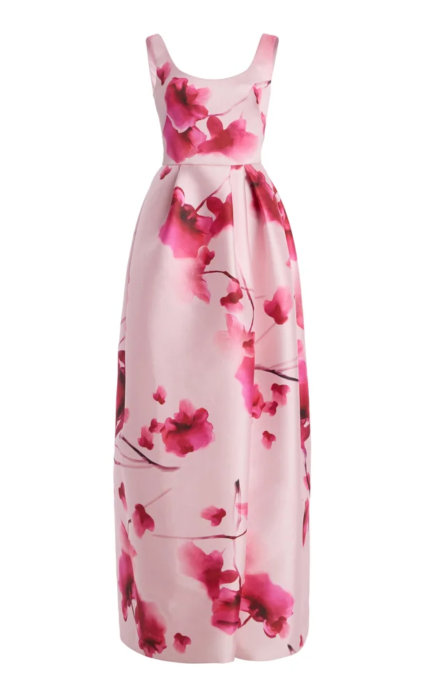 Silk-Blend Scoop-Neck Sleeveless Ball Gown