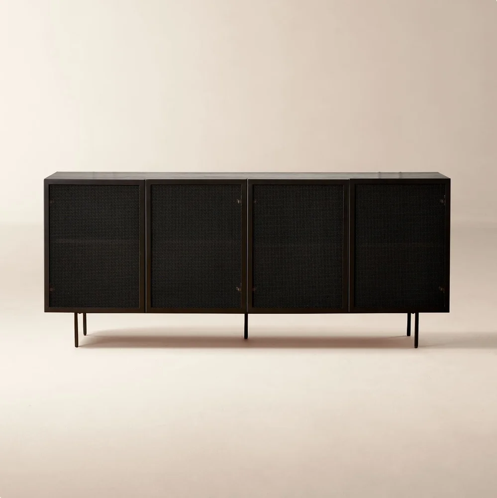 Trace 71" Black Wire Mesh Credenza