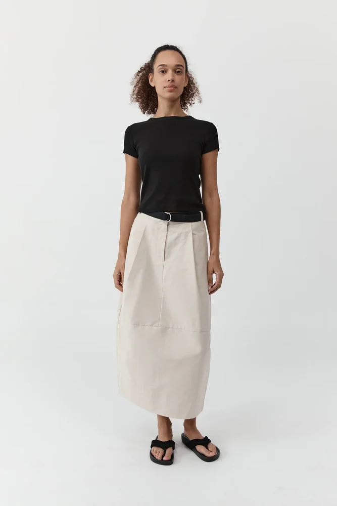 Canvas Pleat Cocoon Skirt