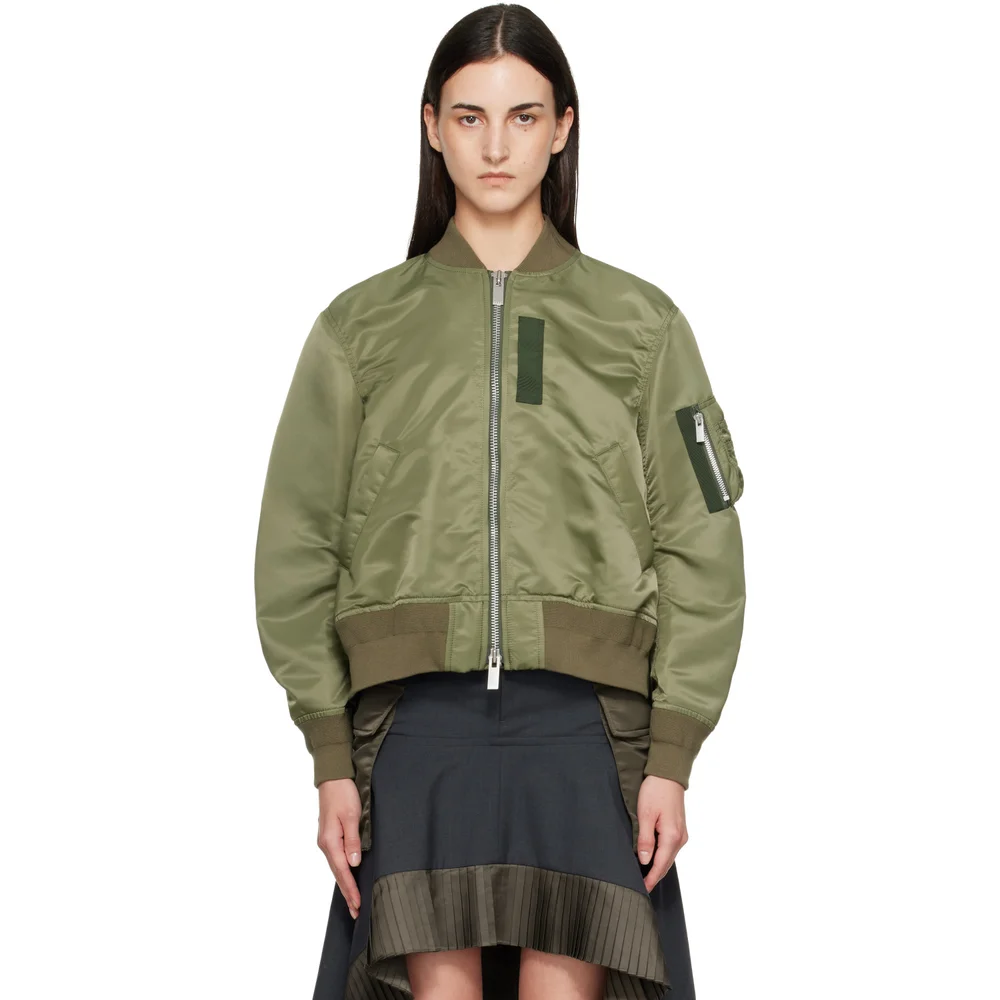 Sacai sacai Khaki Nylon Twill Blouson Bomber Jacket