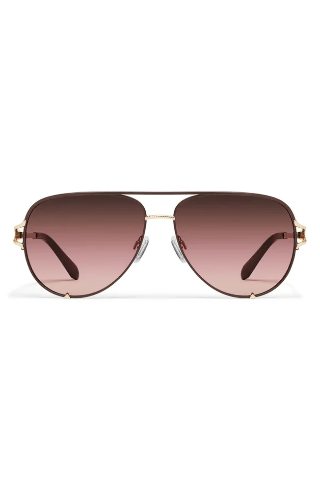 High Key Twist 60mm Gradient Aviator Sunglasses, Dark Brown Ballet Glow