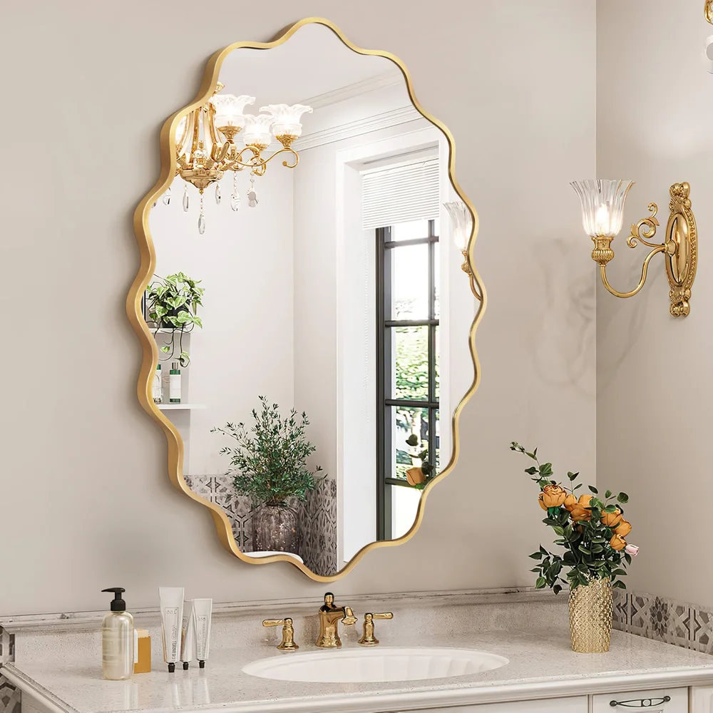 Scalloped Oval Metal Wall Mirror