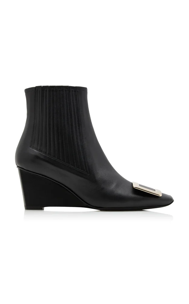 Belle Vivier Leather Wedge Boots