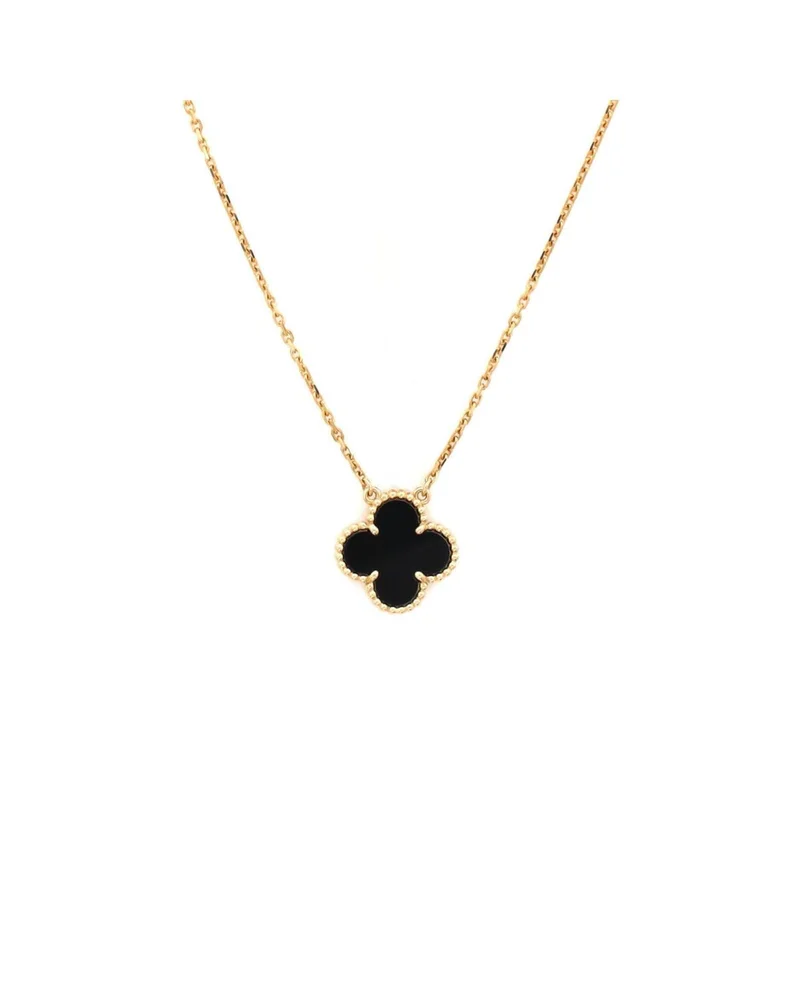 Pre-Owned Vintage Alhambra Pendant Necklace, Gold and Onyx