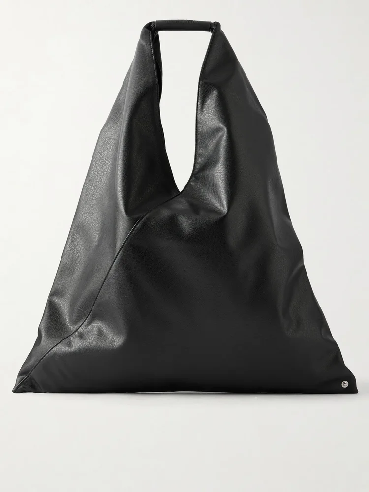 Japanese leather-trimmed coated tote