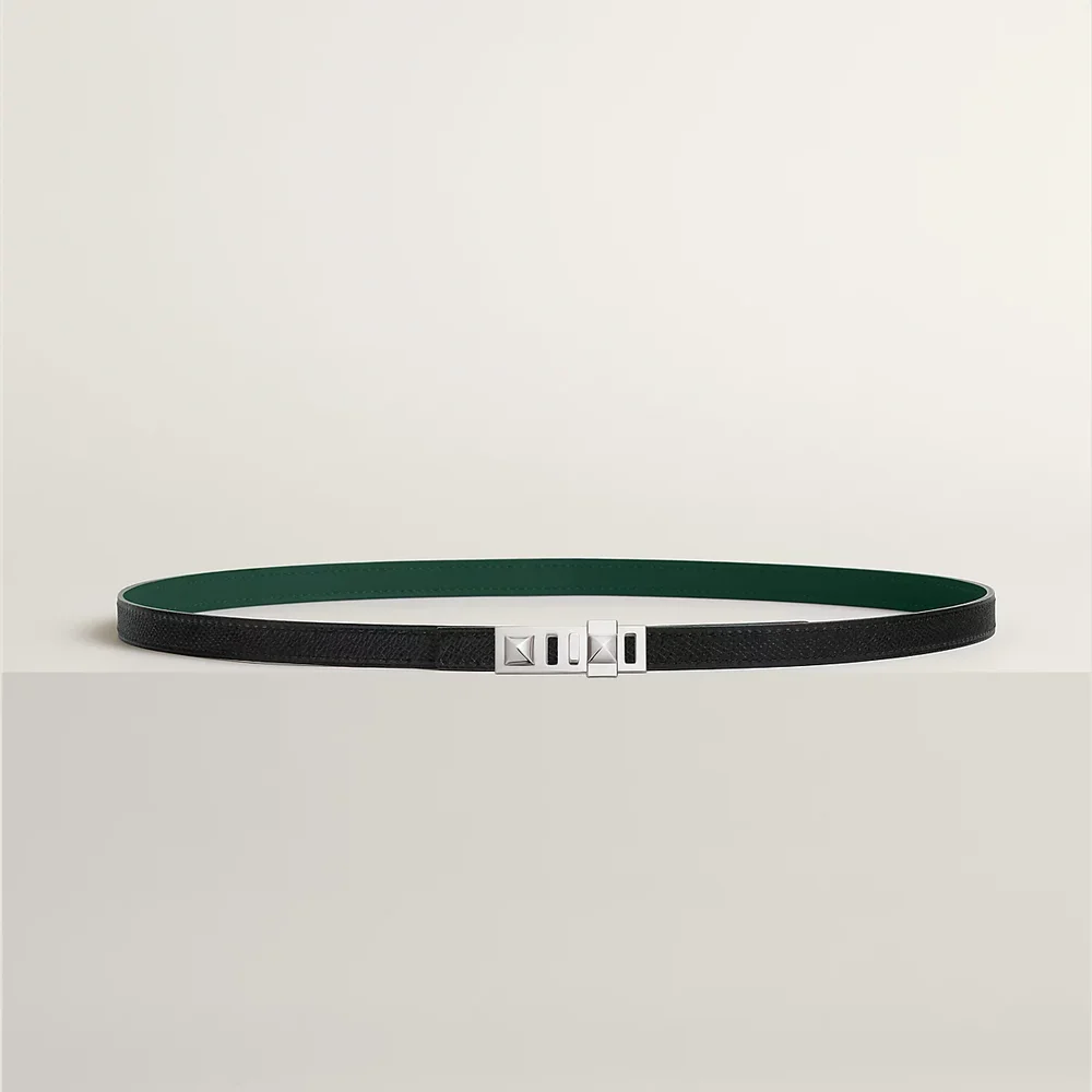 Collier de Chien belt buckle & Reversible leather strap 13 mm, Black