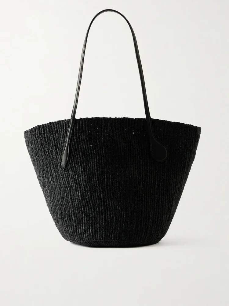 Sprout leather-trimmed sisal tote bag