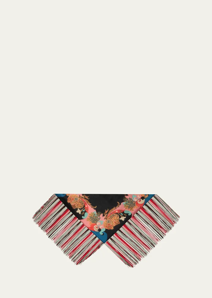 Silk Fringe-Trim Foulard
