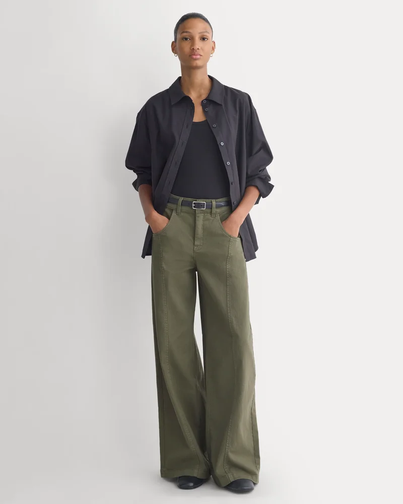 Utility Seamed Wide-Leg Pant