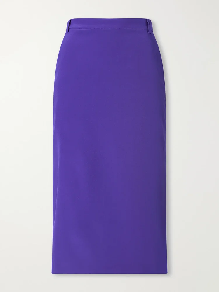 Silk-crepe de chine midi skirt