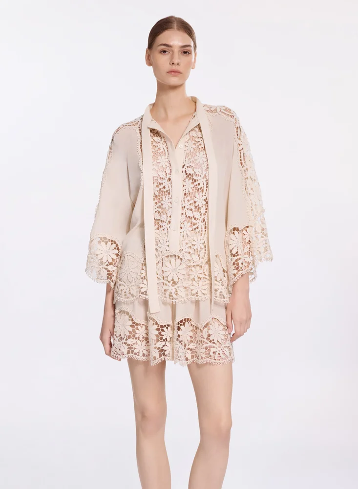 Silk & Macramé Blouse