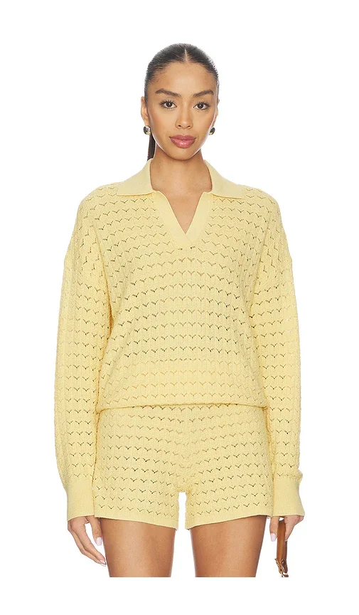 Tulip Pointelle Collared Pullover