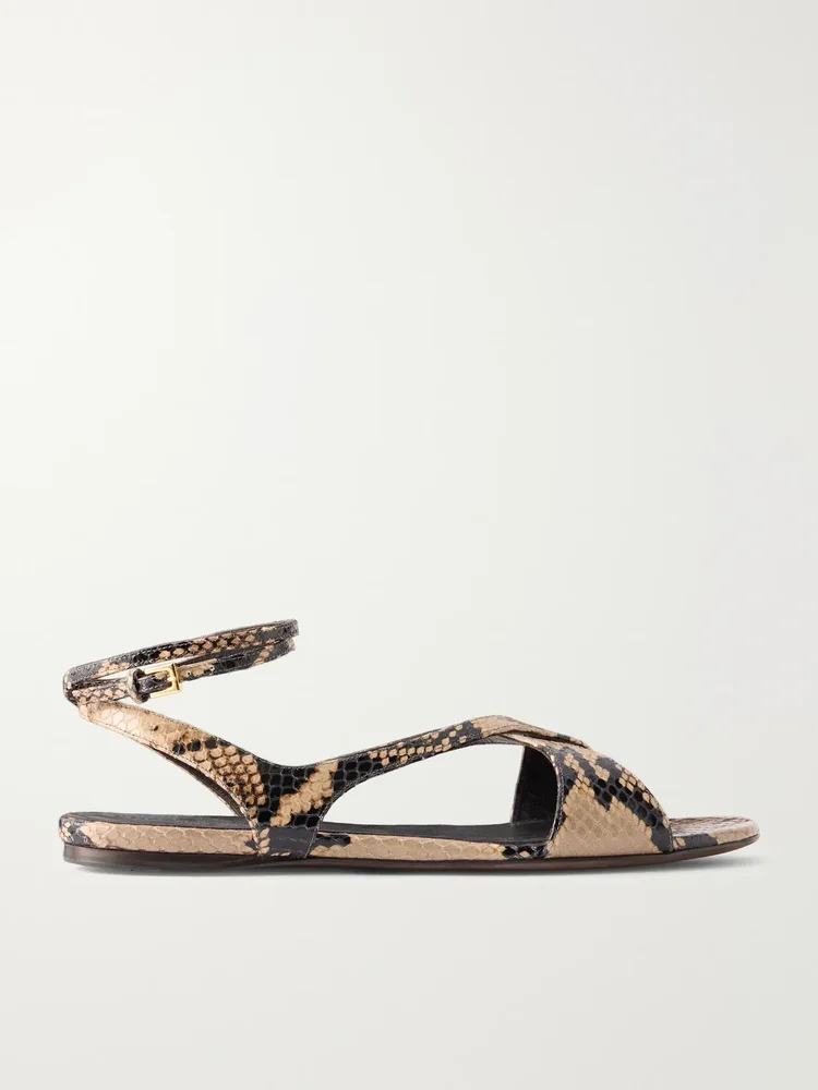 liria snake effect leather flat sandals