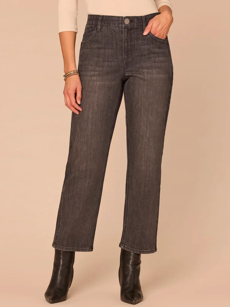 "Ab"solution® High Rise Double Seam Petite Ankle Straight Leg Jeans