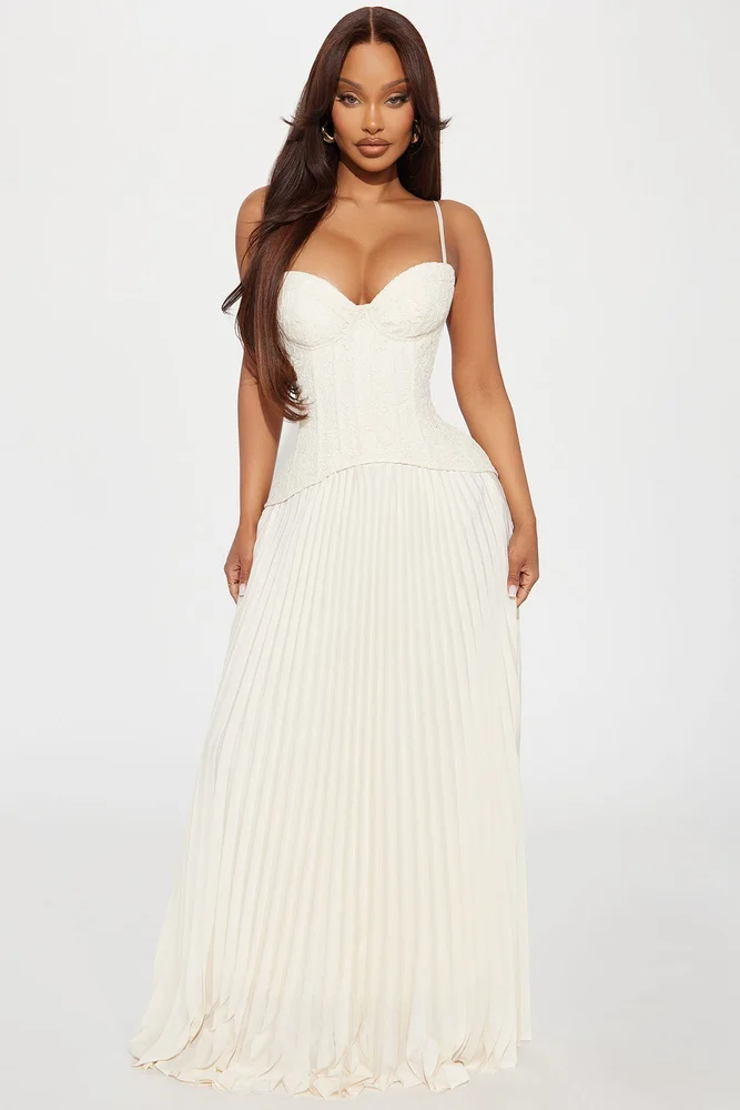 Daniella Lace Corset Pleated Maxi Dress