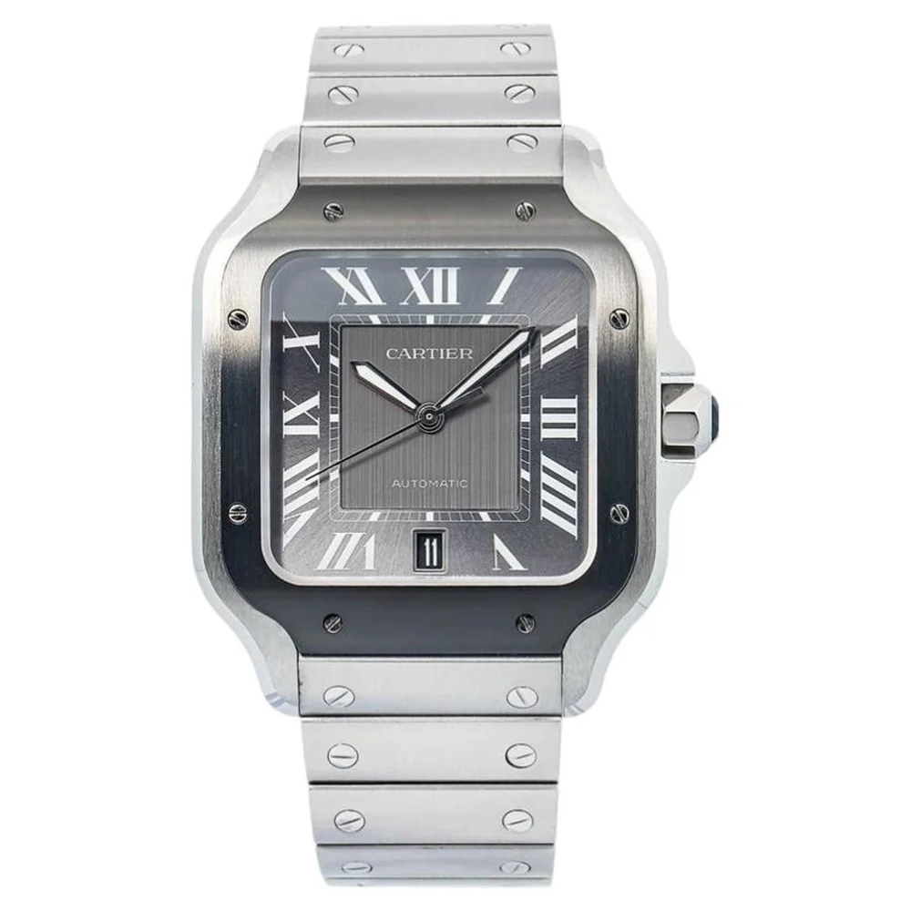 Pre-Owned Santos de Cartier Automatic Watch Gray Dial