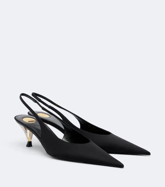Fanny crêpe satin slingback pumps