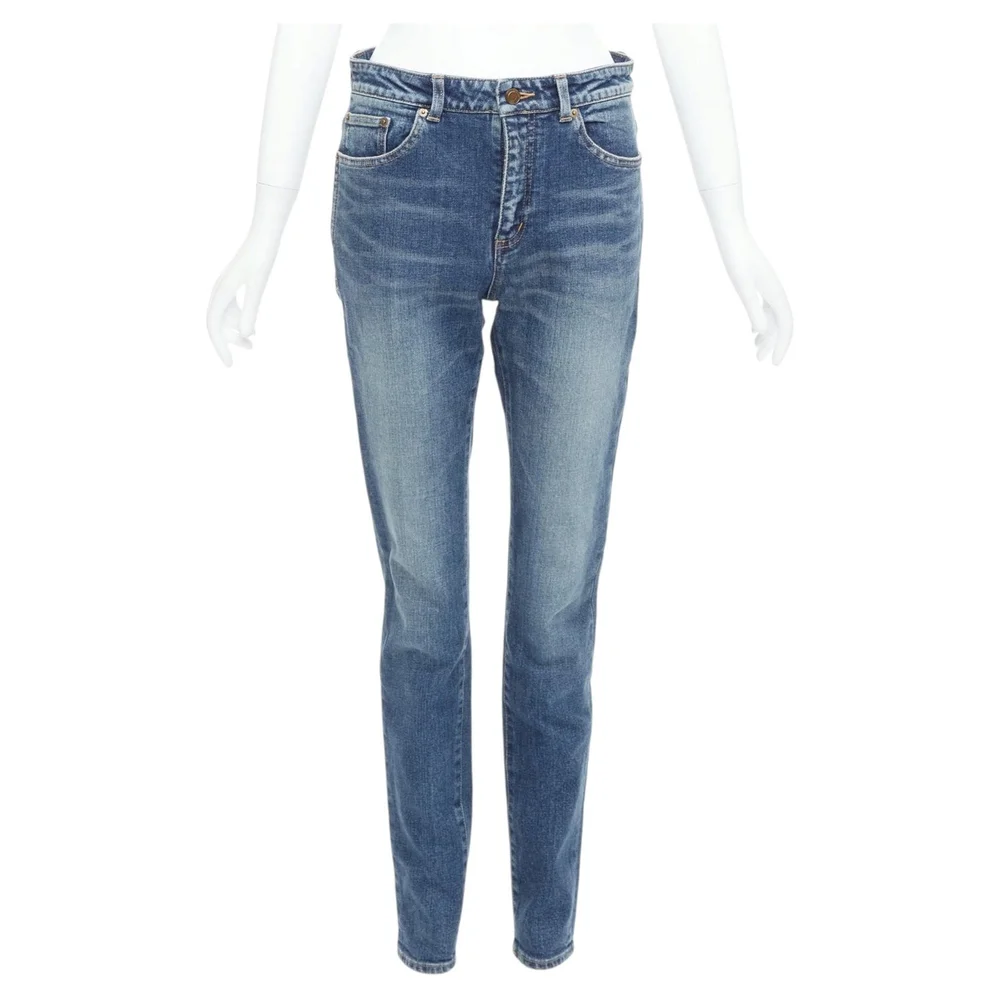 Pre-Owned D05 Washed Blue Mid-Waist Tapered Jeans, Size 29