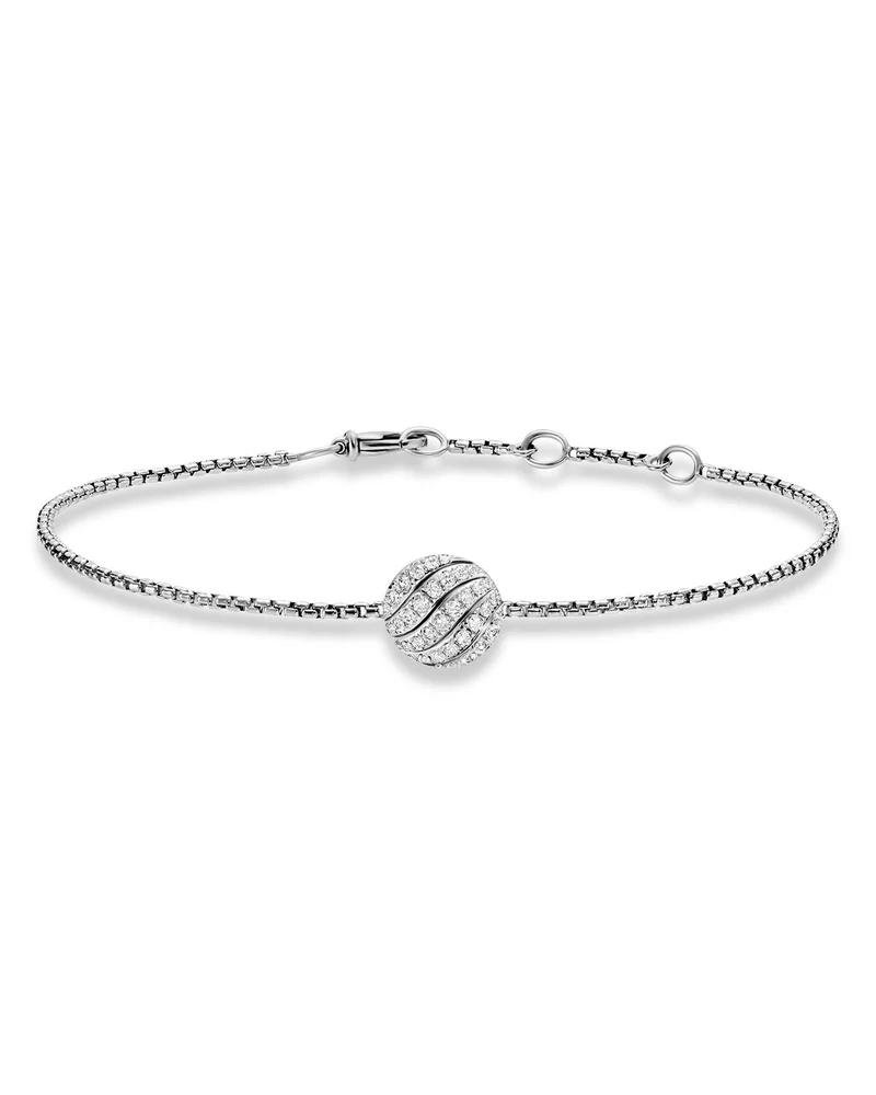 Sculpted Cable Center Station Chain Bracelet with Diamonds