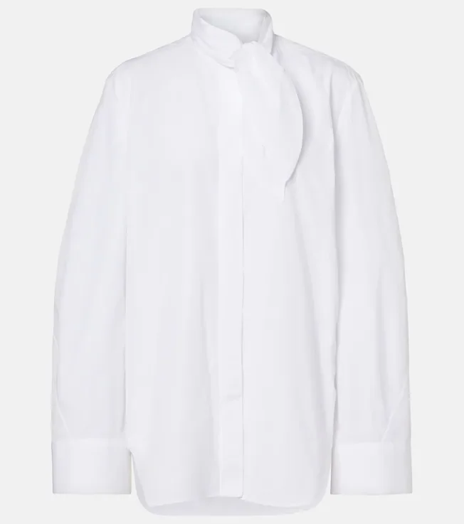 Tie-neck cotton shirt