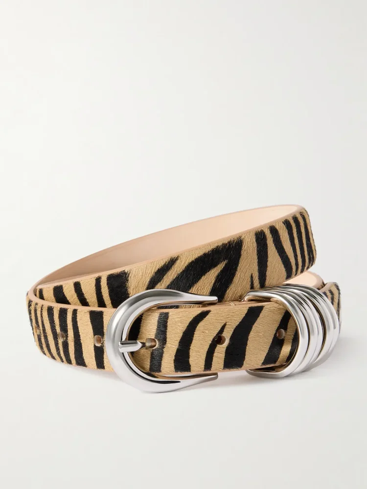 Hollyhock zebra-print calf hair belt