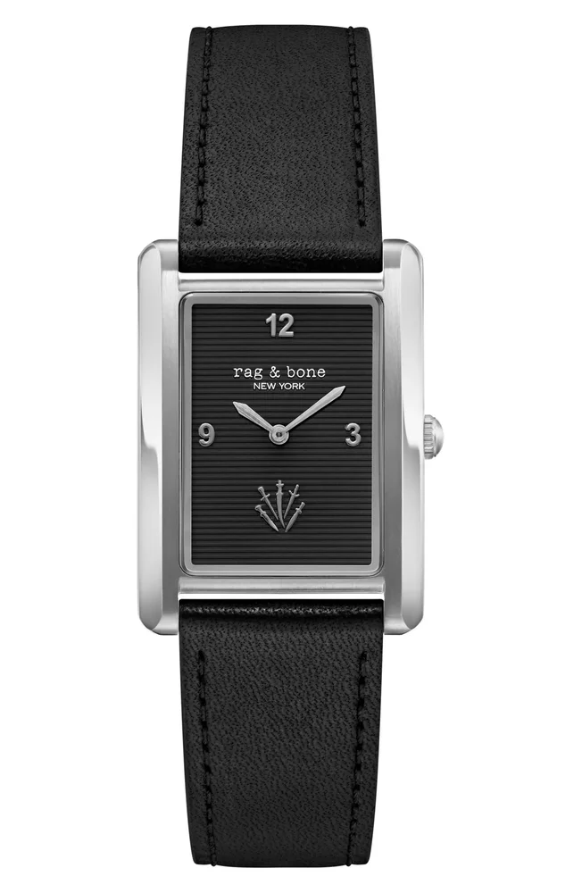 Brynn Leather Strap Tank Watch, 28mm x 38mm