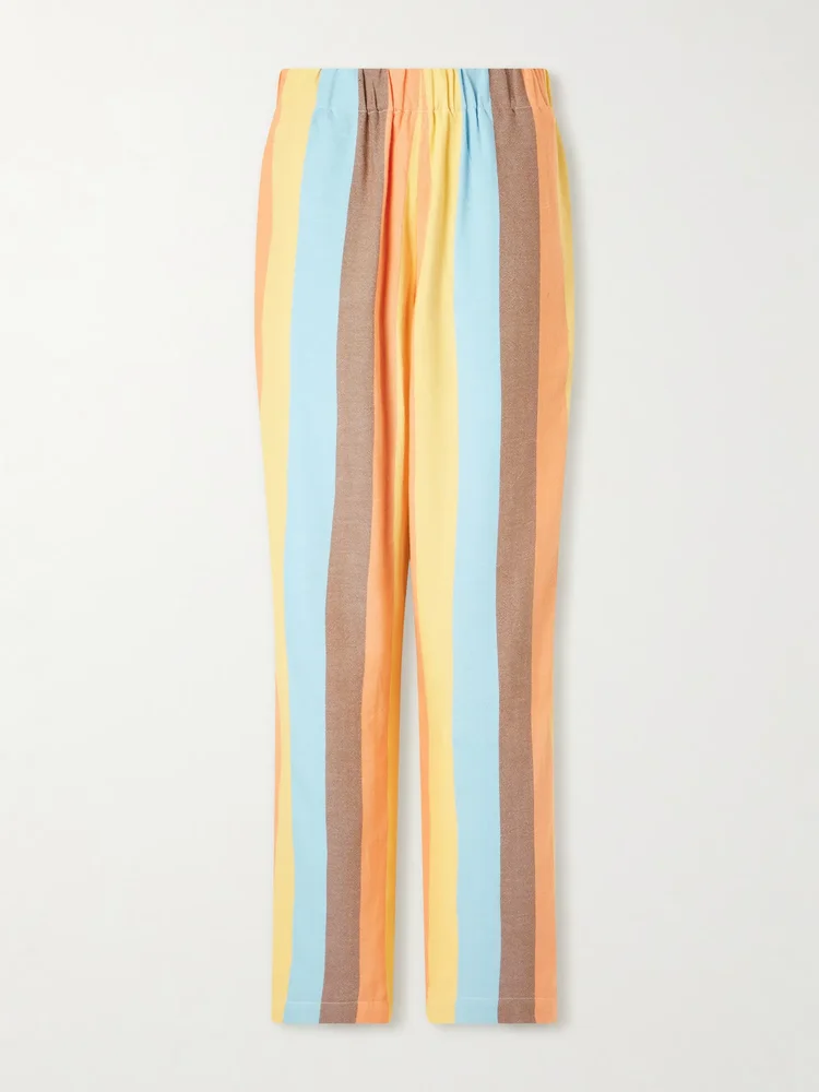 The Palazzo striped cotton-blend straight-leg pants