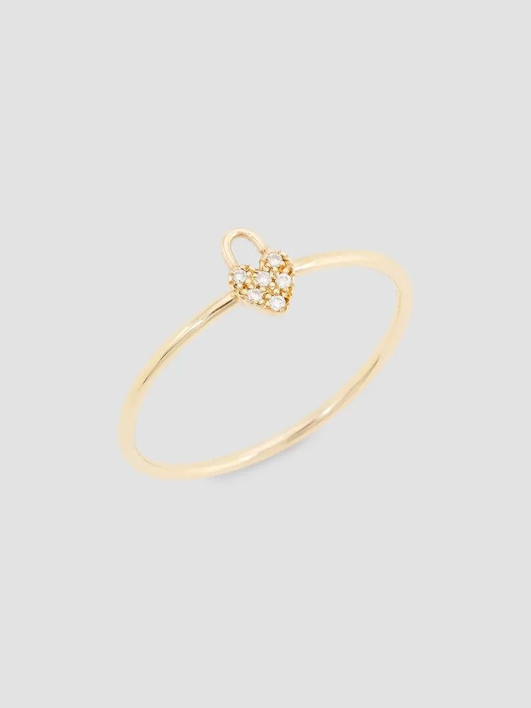 Itty Bitty Symbols 14K Yellow Gold & Diamond Padlock Heart Ring