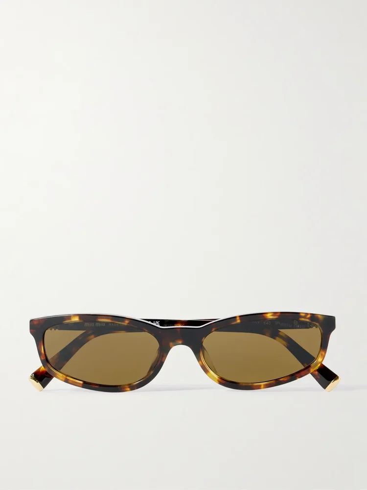Miu Miu Oval-Frame Tortoiseshell Acetate Sunglasses