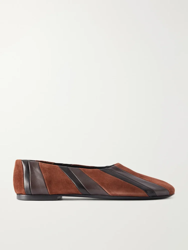 Glove paneled leather and suede ballet flats