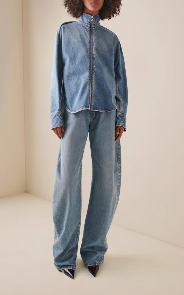 Zipped Denim Shirt