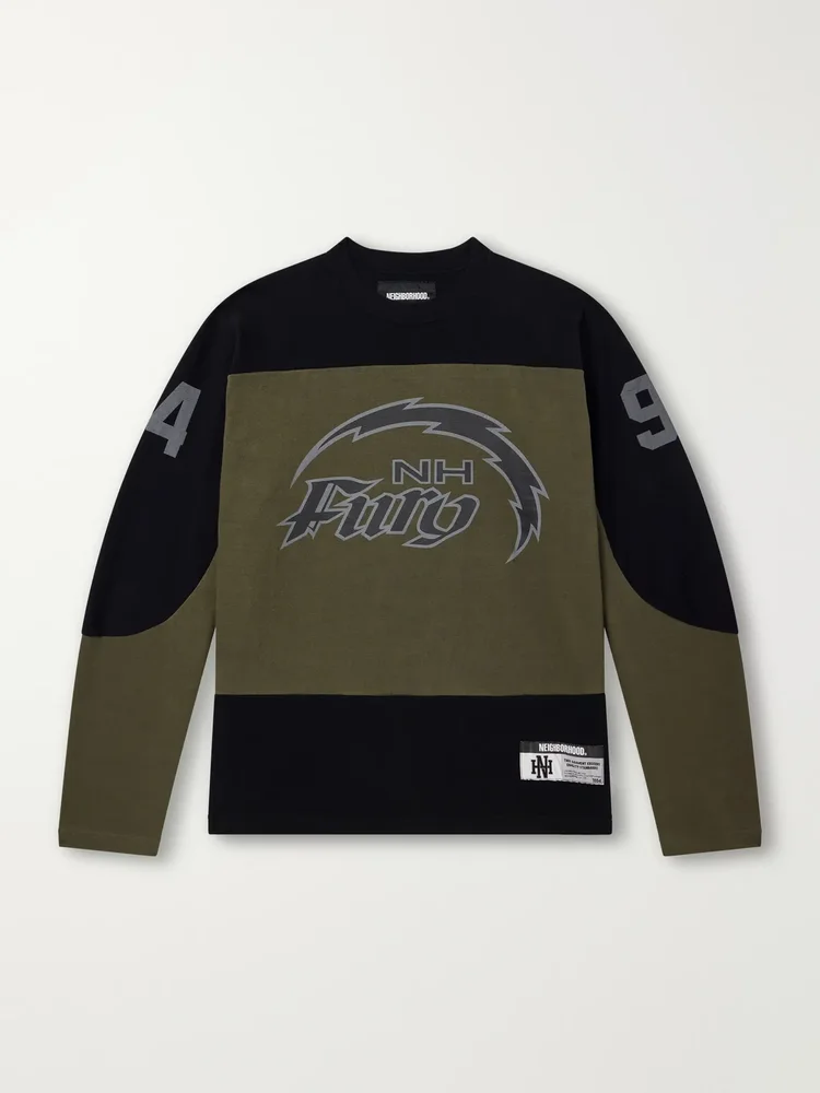 Hockey Logo-Appliqué Panelled Cotton-Jersey T-Shirt