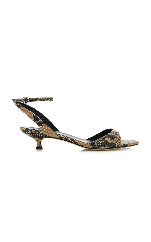 Zelia Snake-Printed Leather Sandals