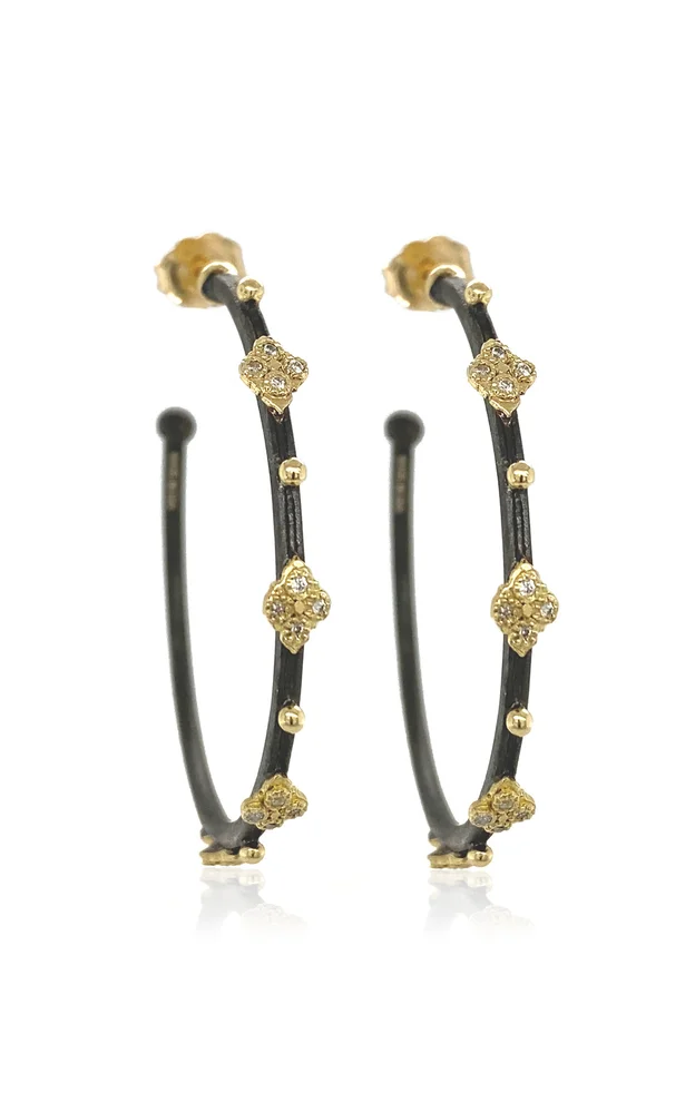 Crivelli 18K Yellow Gold Sterling Silver Diamond Hoop Earrings