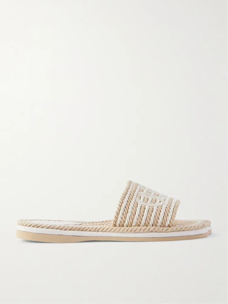 Embroidered Striped Cord Slides