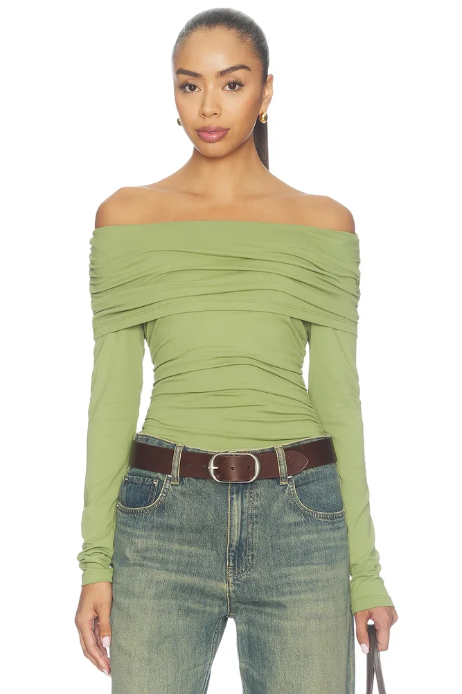 Extra Gathered Off Shoulder Top