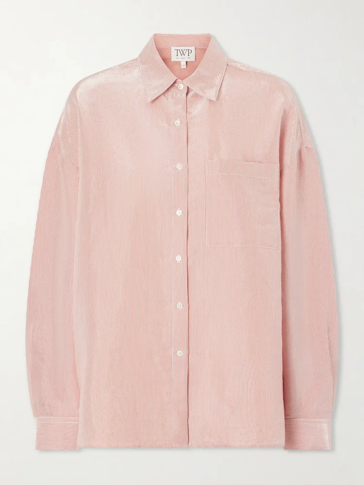Something Borrowed striped cotton-organza shirt