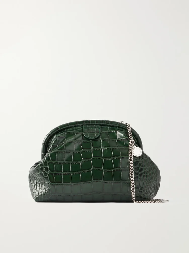 Falabella croc-effect vegetarian material clutch