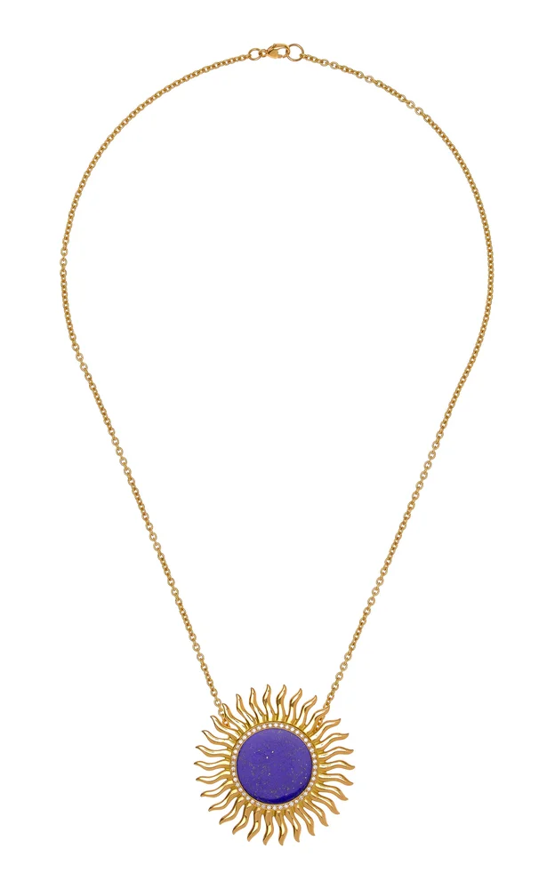 Solar 18K Yellow Gold, Lapis Lazuli And Diamond Necklace