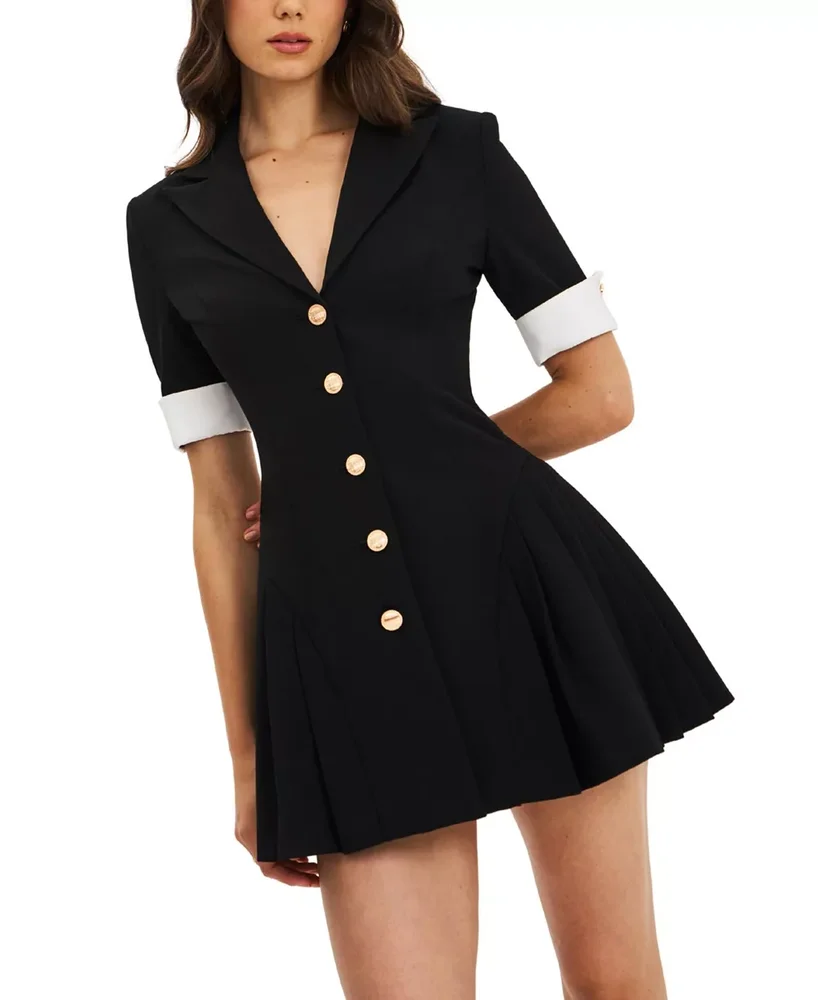 Ilitha Woven Crepe Pleated Mini Blazer Dress