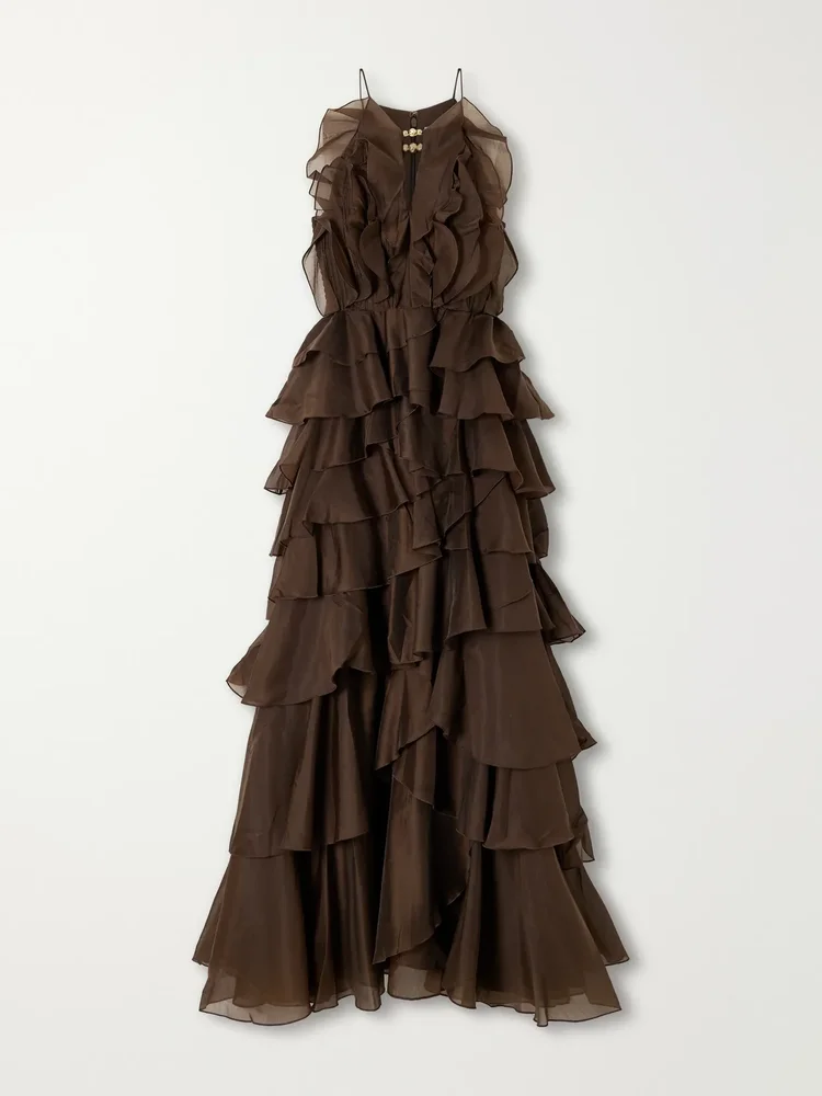 Cleo Ruffled Tiered Organza Gown