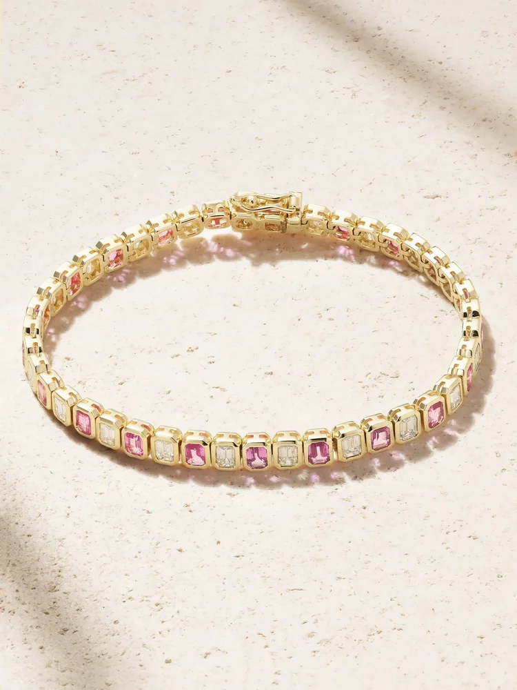 18-karat gold, sapphire and diamond tennis bracelet