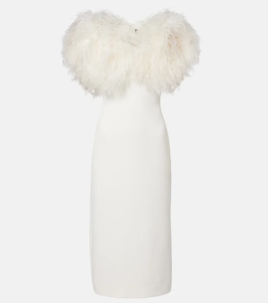 Feather-Trimmed Cocktail Dress