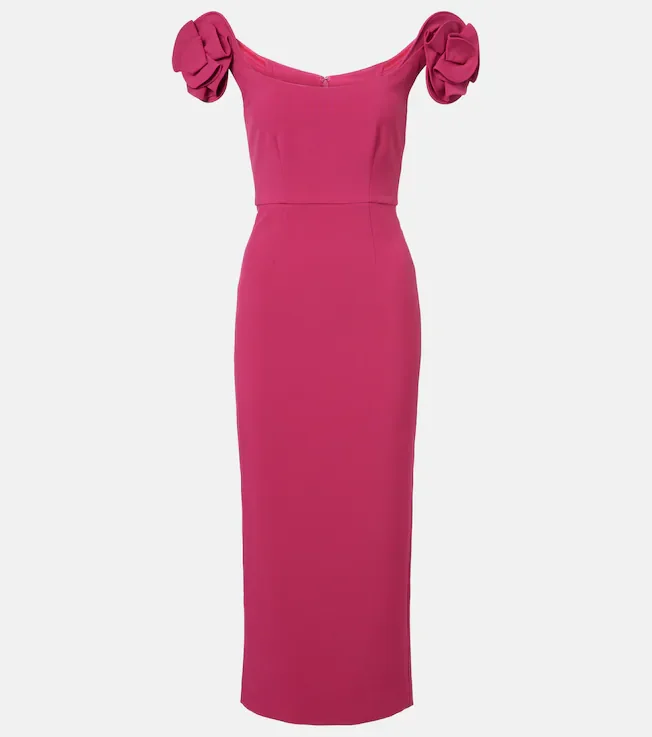 Floral-appliqué bustier dress