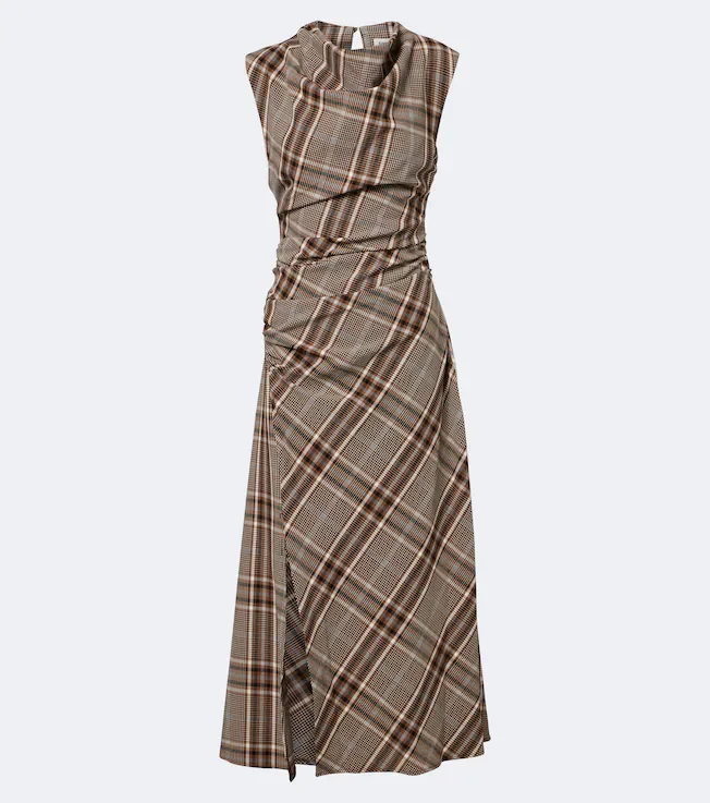 Burke draped plaid midi dress