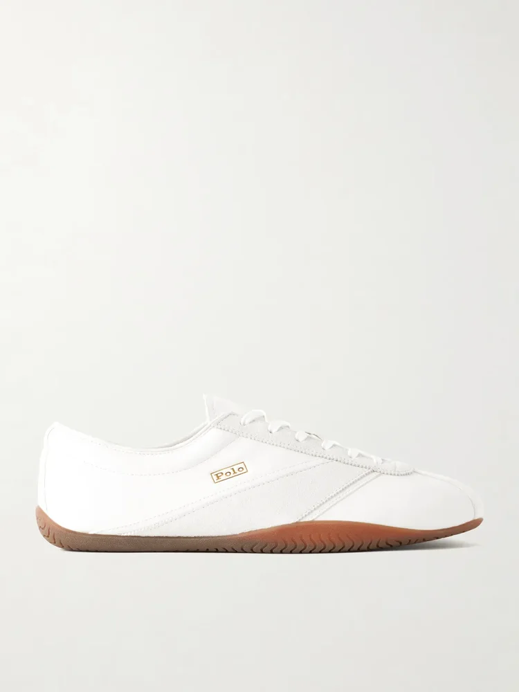 Racer Suede-Trimmed Leather Sneakers