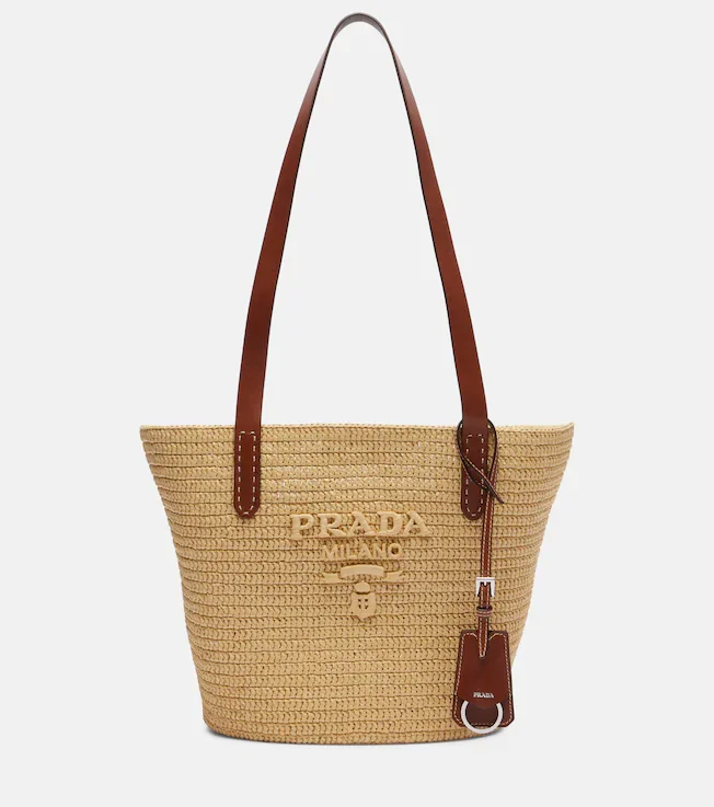 Medium raffia-effect crochet basket bag