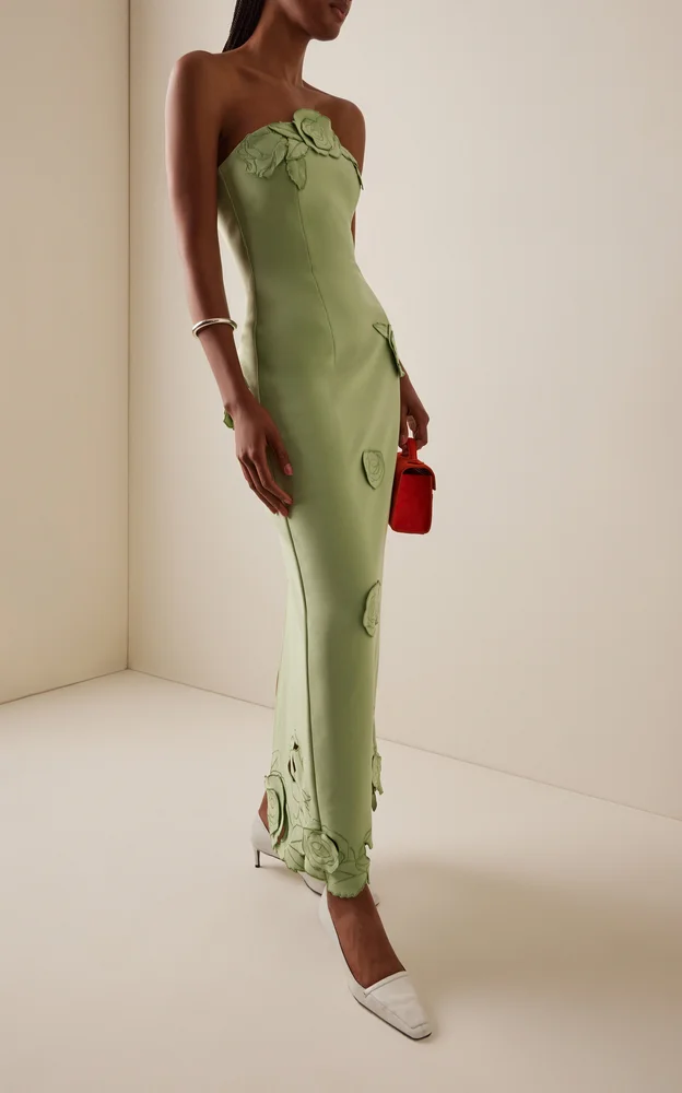 Rayna Floral-Appliquéd Crepe Maxi Dress