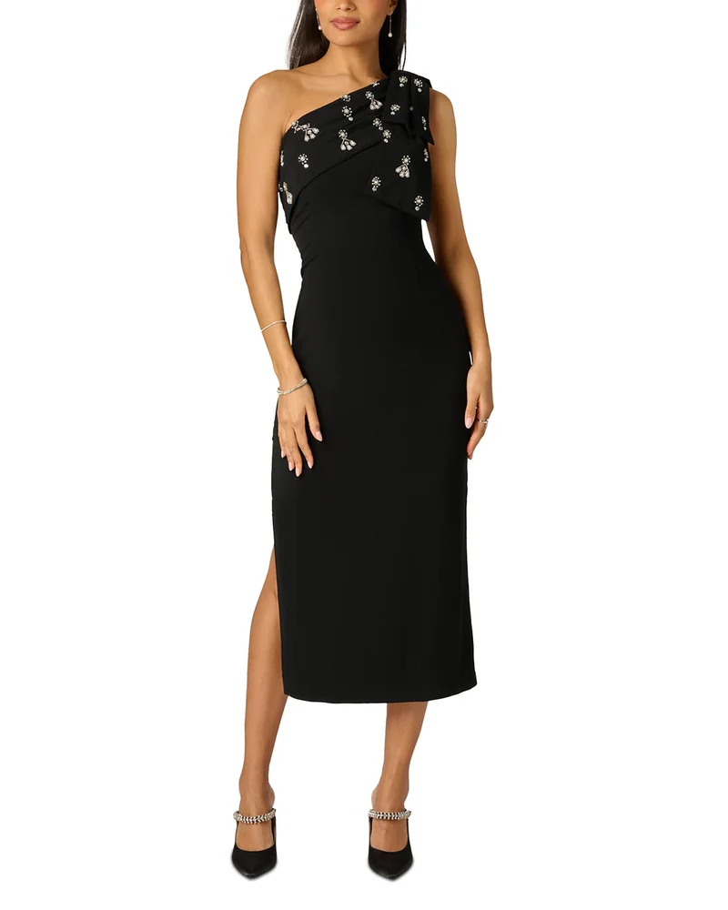 Beaded Crepe Bow Dress