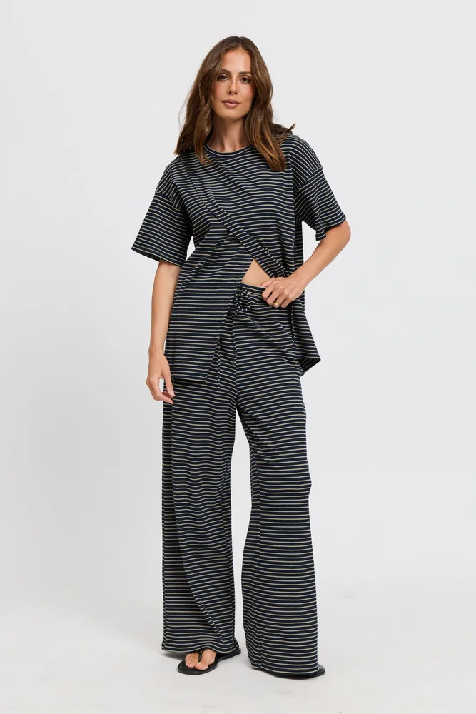 Ivy Stripe Longline Wrap Tee